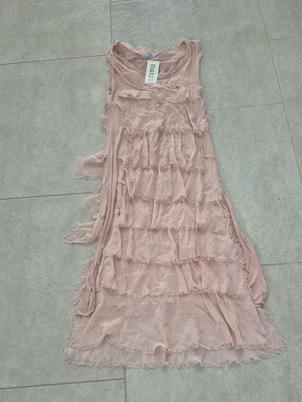 Tulle & Batiste Dusty Pink Ruffle Midi Dress
